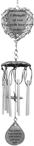 BANBERRY DESIGNS Memorial Windchimes - I Thought of You with Love Today Poem Engraved on This Wind Chime - Angel Wings Wrapped Around a Heart and Teardrop Charm - in Loving Memory Chimes
