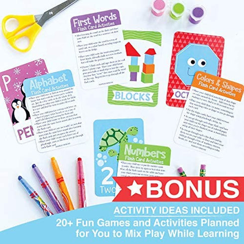 120 Flash Cards for Toddlers 2-4 Years, ABC Alphabet Letters, Colors & Shapes, 1-100 Math Numbers, First Sight Words for Vocabulary, Prek Preschool Learning, Kindergarten Kids, Boys & Girls 5 yrs Old