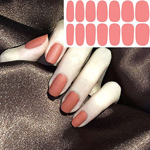 WOKOTO 20 Sheets Solid Color Nail Polish Strips Stickers Self-Adhesive Stick On Gel Nail Strips Full Nail Wraps for Women Nails Art with Nail File