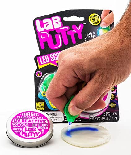 JA-RU Lab Putty Led Scribbler UV Color Changing with Flashlight (3 Pack) Best Thinking Smart Crazy Stress Putty with Tin, Sensory 9574-3