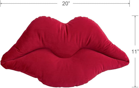 Ashler 3D Lips Throw Pillows Smooth Soft Velvet Insert Included Cushion for Couch Bed Living Room, New Red, 20 X 11 inches