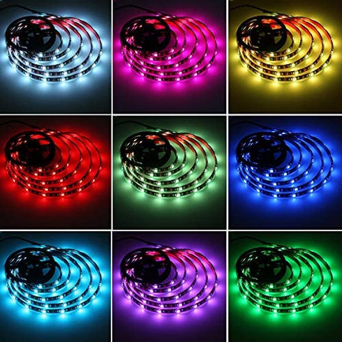 HIKENRI Upgraded Battery Powered Led Strip Lights, USB LED Strip Lights 5050 2M/6.6FT, Flexible Color Changing RGB LED Light Strip, 60 LEDs 5V Battery-Powered with IR Controller