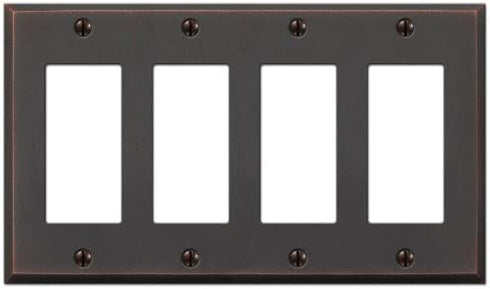 Amerelle Manhattan Quadruple Rocker Cast Metal Wallplate in Aged Bronze