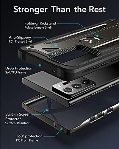 YOUMAKER Samsung Galaxy Note 20 Ultra Case with Built-in Screen Protector & Kickstand Shockproof Full Body Rugged Protective Cover for Galaxy Note 20 Ultra 5G 6.9 inch - Gun