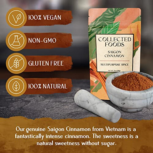 Premium True Saigon Vietnamese Cinnamon Powder by Collected Foods - 2 oz (1 Package)