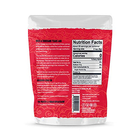 Lakanto Classic Monk Fruit Sweetener with Erythritol - White Sugar Substitute, Zero Calorie, Keto Diet Friendly, Zero Net Carbs, Baking, Extract, Sugar Replacement (Classic White - 8.29 oz)