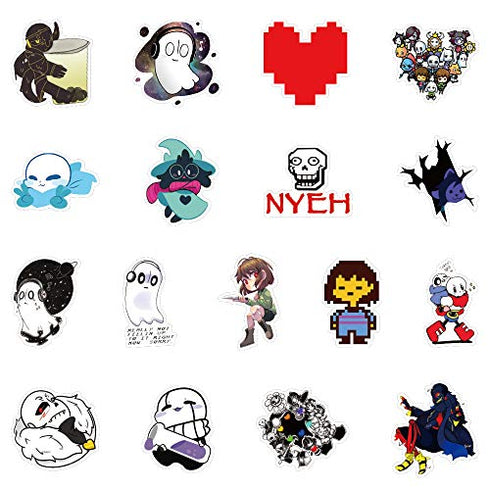 Undertale Stickers Pack| 50pcs Sans Undertale Viny Waterproof Stickers for Laptops PC Frisk Sans Au Gaster Undyne Flowey Decal for Teen Girl Adults DIY Computer Phone Case Water Bottle Skateboard