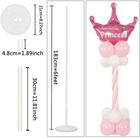GOETOR 2 Set Balloon Column Stand Kit 6 Ft Height Base with 12 Poles and 30 PCS Balloon Rings Balloon Tower Decoration for Birthday Wedding Christmas