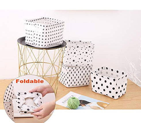 AARAINBOW 3 Packs Storage Basket Bins Canvas Mini Storage Cubes Storage Basket for Makeup, Toys Liners, Books Storage Baskets with Handles for Shelves & Desks (3 Star)