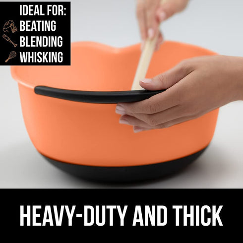 Gorilla Grip Mixing Bowls Set of 3, Slip Resistant Rubber Bottom, Nesting Baking Bowl, Soft Handle, Easy Pour Spout, Electric Mixer and Dishwasher Safe, Kitchen Essentials, 5, 3 and 1.5 QT, Sherbet