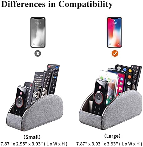 TV Remote Control Holder with 5 Compartments,Pu Leather Remote Caddy/Box/Tray Bedside Table Desk Storage Organizer for DVD, Blu-Ray, Media Player, Heater Controllers and Cosmetics Office Supplies
