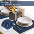 BETEAM Placemats Set of 6, Woven Vinyl Placemats, Washable & Durable Table Placemats, Indoor/Outdoor Use Table Mats, Navy Blue