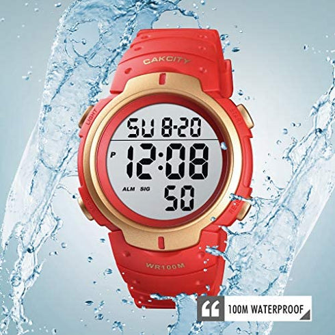 CakCity Mens Digital Sport Military Watches for Men Waterproof 100M with Alarm Stopwatch LED Large Display