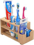 MobileVision Toothbrush & Toothpaste Holder w/ Wider Slots for Electric Toothbrushes Plus Floss Holder for Bathroom Vanity Storage Bamboo, 5 Slots