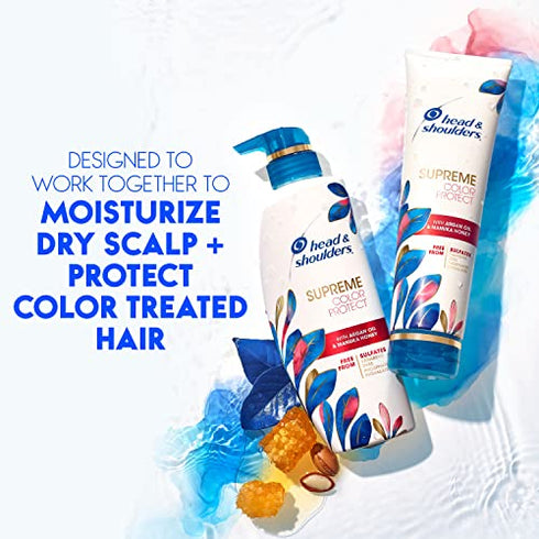 Head & Shoulders Dandruff Shampoo and Conditioner, Supreme Color Protect with Argan Oil and Manuka Honey, 11.8 Oz, 9.4 Oz