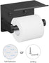 VAEHOLD Self Adhesive Toilet Paper Holder with Phone Shelf SUS 304 Stainless Steel Wall Mounted Toilet Paper Roll Holder - Rustproof and Bathroom Washroom Tissue Roll Holder with Shelf - Black