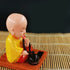 FAVOMOTO Little Monk Figurine Solar Head Toys Funny Car Shaking Head Toy Chinese Little Buddha Monk Statue Car Dashboard Ornament Home Decorations