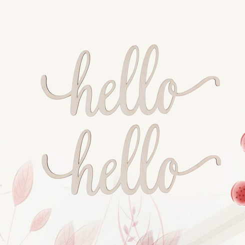 NUOBESTY Hello Wood Sign Home Wooden Letters DIY Block Words Sign Wooden Door Art Decoration,30.5x12.7x0.4cm,2pcs