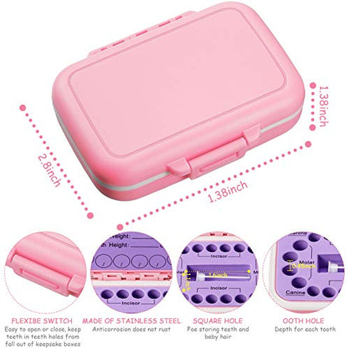 2 Pieces Baby Teeth Keepsake Box Tooth Holder Kids Teeth Keepsake Holder Teeth Container for Lost Teeth Cute Kids Deciduous Teeth Collection to Keep The Childhood Memory (Blue and Pink)