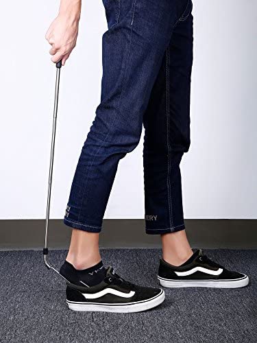 Blulu 2 Pack Stainless Steel Shoe Horns Long Handle Shoe Horn with Comfort Grip for Various Boots and Shoes Designed for Pregnant Women (Silver)
