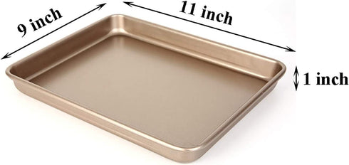 11 Inch Baking Sheets Pan Nonstick Set of 2, Walooza Cookie Sheet Replacement Toaster Oven Tray?Deep Size 1 inch Bakeware, Non Toxic & Heavy Duty & Easy Clean