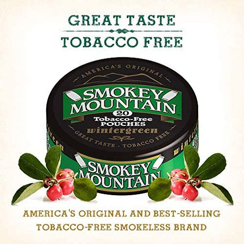 Smokey Mountain Original Pouches - Wintergreen - Tobacco Free and Nicotine Free - 1 Can - 20 Per Can