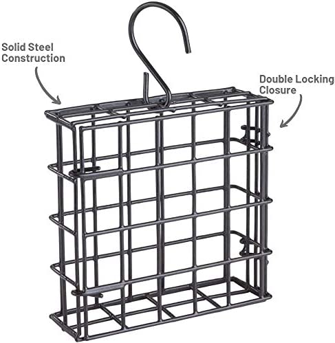 More Birds Suet Cage Bird Feeder, Fruit and Suet Feeder, Single Cake Capacity ,Black