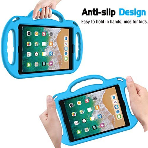 AVAWO 9.7" iPad 6th Generation Kids Case, iPad 5th Generation Case, iPad Air 2 Case - with Shoulder Strap, Shockproof Handle Stand Kids Case for iPad 9.7" 2017 (5th Gen) & 2018 (6th Gen) - Blue
