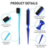 12 Pieces Hair Brush Set, Nylon Teasing Hair Brushes 3 Row Salon Teasing Brush, Double Sided Hair Edge Brush Smooth Comb Grooming, Rat Tail Combs with Duckbill Clips for Women Girls (Blue)