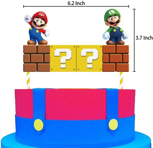 Mario Brothers Party Supplies Mario Birthday Party Supplies Mario Balloons Banner Cake Toppers for Party Decorations, Set of 57 Pcs