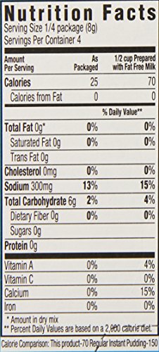 Jell-O Instant Butterscotch Sugar-Free Fat Free Pudding & Pie Filling (1 oz Boxes, Pack of 6)
