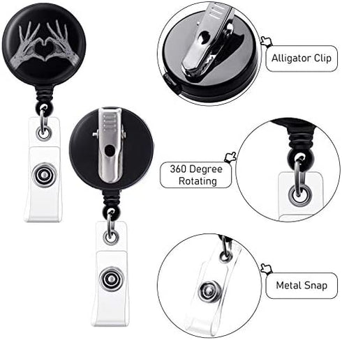 3 Pieces X-Ray Badge Reel Retractable X-Ray Hands Heart Nursing Name Badge Clips X-Ray ID Badge Holder Radiology Tech Badge Holder with Alligator Clip for Nurse Doctors Teacher Student Volunteer