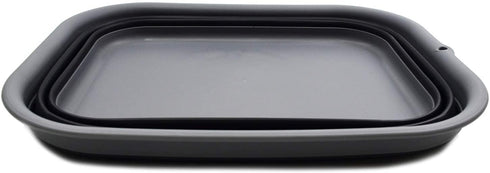 SAMMART 12L (3.17 Gallon) Collapsible Tub - Foldable Dish Tub - Portable Washing Basin - Space Saving Plastic Washtub (1, Grey/Black)