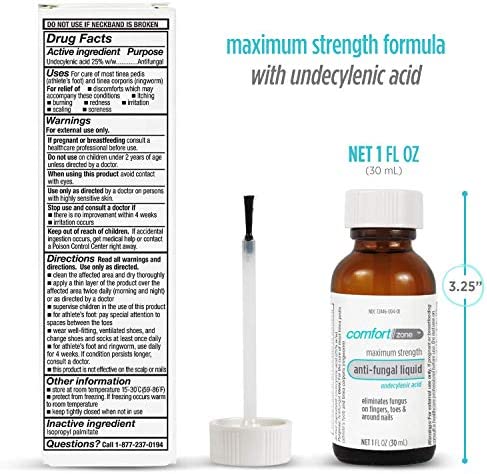 Comfort Zone Anti Fungal Liquid Solution, Eliminates Fungus on Fingers, Toes & Around Nails, 1 FL OZ (30ml)