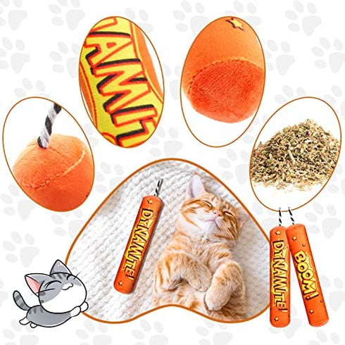 Aoriher 3 Pieces Dynamite Cat Toys Cats Dynamite Catnip Toys Indoor Interactive Cat Chew Catnip Filled Dynomite Toys Cat Chase Kicker Toys for Pet Cat