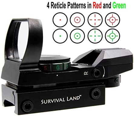 Survival Land Reflex Sight with 4 Selectable Red or Green Patterns