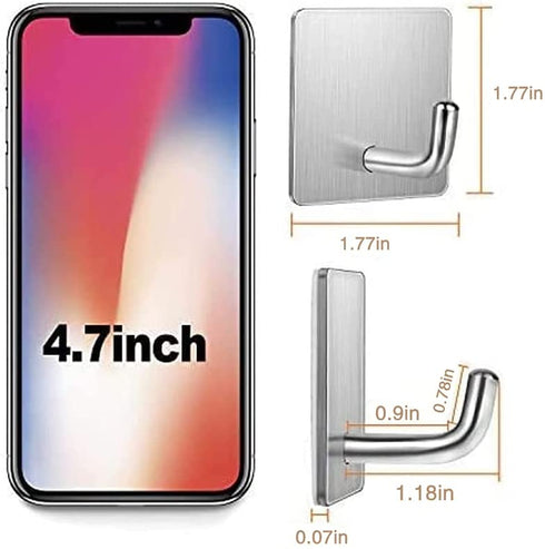 Budding Joy Adhesive Hooks Heavy Duty Stick on Wall Hooks Towel Hooks Door Hooks Waterproof Stainless Steel Adhesive Towel Hooks Adhesive Holders for Hanging Clothes Bathroom Adhesive Hook 4 Pack