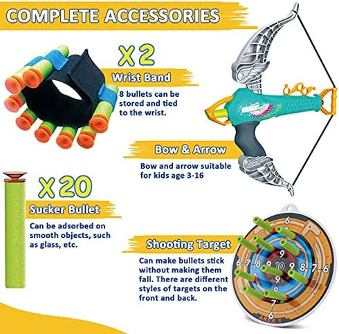 Britik Bow and Arrow for Kids Toys - Archery Set with 20 Suction Cup Arrows, Gifts for Boys Girls Toddler Age 4 5 6 7 8 Year Old