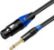 Disino Female XLR to 1/4 Inch (6.35mm) TS Mono Jack Microphone Cable, Unbalanced 3 Pin XLR Female to Quarter inch TS Plug Mic Cord for Dynamic Microphone - 6.6 Feet/2 Meters
