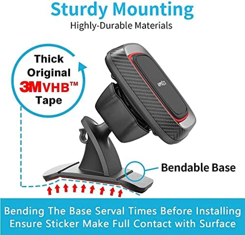 APPS2Car Magnetic Phone Holder for Car, Dashboard Magnetic Car Mount, 360° Rotation Car Magnetic Phone Mount with Strong VHB Adhesive, for All Cell Phones