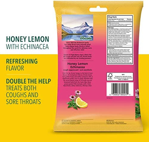 Ricola Cough Suppressant Throat Drops, Honey Lemon with Echinacea, 45 Drops, Fights Coughs Naturally, Soothes Sore Throats