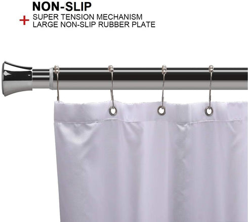 BRIOFOX Shower Curtain Rod, 43-73 inches Spring Tension Curtain Rod, Never Rust Adjustable Curtain Rod for Bathroom Window Doorway Closet, Chrome