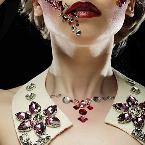 320 Pieces Sew on Rhinestone Sew Crystals Acrylic Gems Sewing Claw Rhinestone Flatback Gemstones with Hole Silver Prong in Mix Shape Mixed Size for DIY Crafts Clothes Shoes Bag Decoration (Crystal AB)