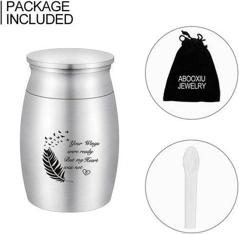3 Inches Small Keepsake Urn for Human Ashes Aluminum Mini Cremation Urns Memorial Ashes Urn Miniature Burial Funeral Urns for Sharing Ashes Mini Keepsake Urn-Your Wings were ready But my Heart was not