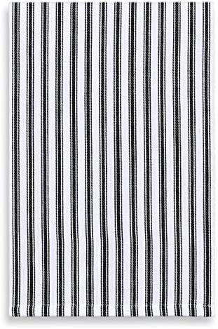 Cackleberry Home Black and White Ticking Stripe Kitchen Towels 18 x 28 Inches 100% Cotton Woven, Set of 3