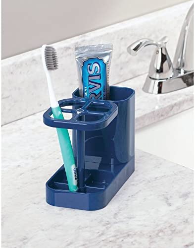 iDesign InterDesign Bathroom Toothbrush and Toothpaste Stand/Holder and Medicine Cabinet Organizer, Navy Med+ Dental Center