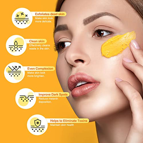 Vitamin C and Turmeric Face Scrub Cream Organics Microdermabrasion Facial Scrub Brightening Exfoliating Clears Blackheads Improve Dark Spot Acne with Strawberry Extract Exfoliator
