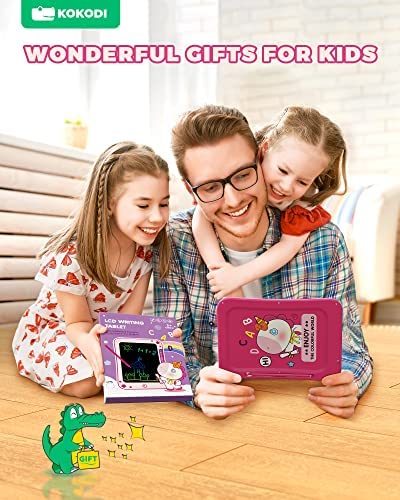 KOKODI Erasable 8.5 Inch LCD Writing Tablet Girls Unicorn Toys 3 4 5 6 7 8 Years Old Birthday Gifts, Reusable Doodle Board Drawing Pad, Educational Travel Learning Game for Toddler Girls Toys 3-6 Age