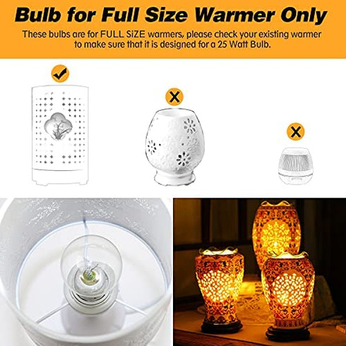 ETwinCoo Wax Warmer Bulbs, G50 25 Watt Light Bulbs for Full Size Scentsy Warmers, G16.5 Globe E12 Base Clear Scentsy Light Bulbs for Wax Warmers - Long Life-Span and Melt Wax Fast, 120 Volt (6 Pack)
