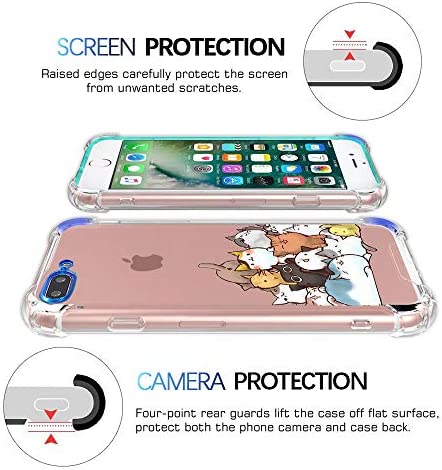 iPhone 7 Plus 8 Plus Case Cat Clear with Design Cute & Funny Cat Pattern Bumper Protective Case for Apple iPhone 7 Plus 8 Plus 5.5 Inch Gel Flexible TPU Silicone Shockproof Pet Pile Kitty Cats Cover